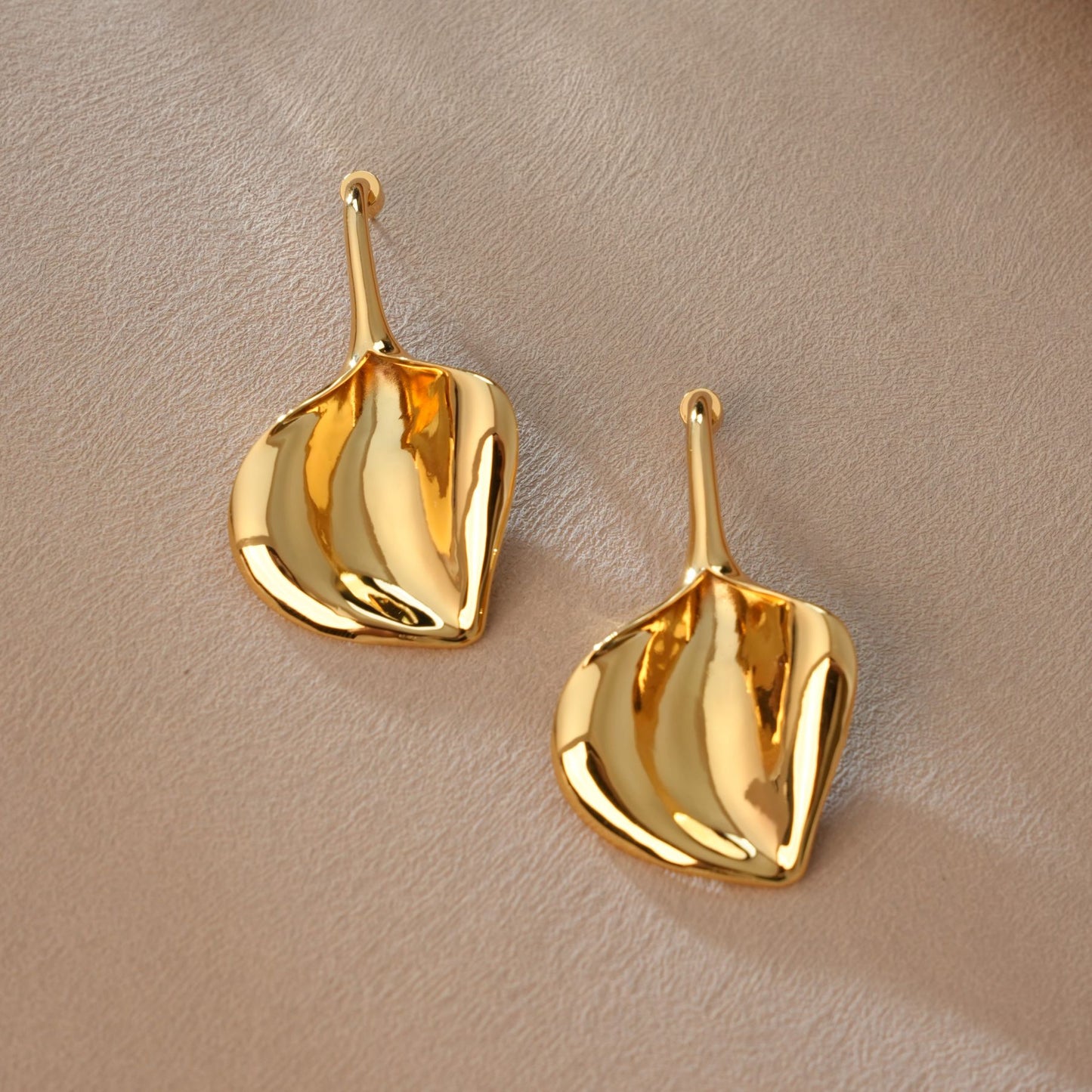Golden Petal Drop Earrings