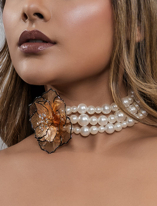 Rosaline Pearl Choker Gold & Silver