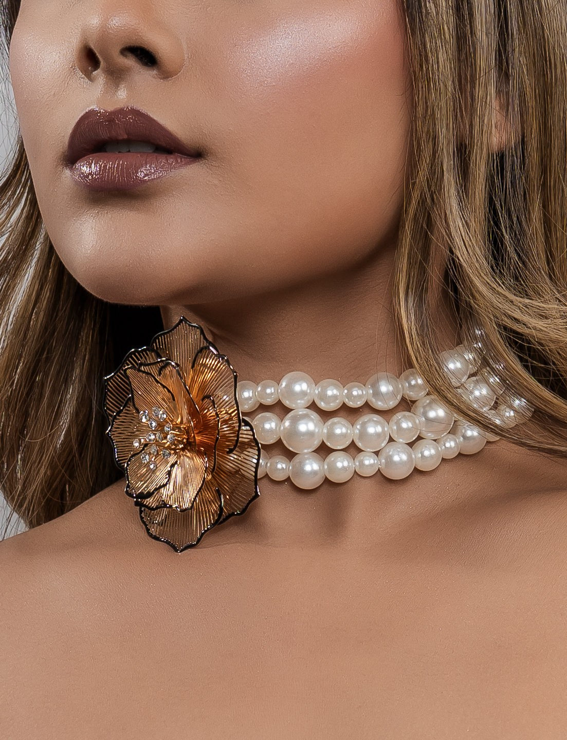 Rosaline Pearl Choker Gold & Silver