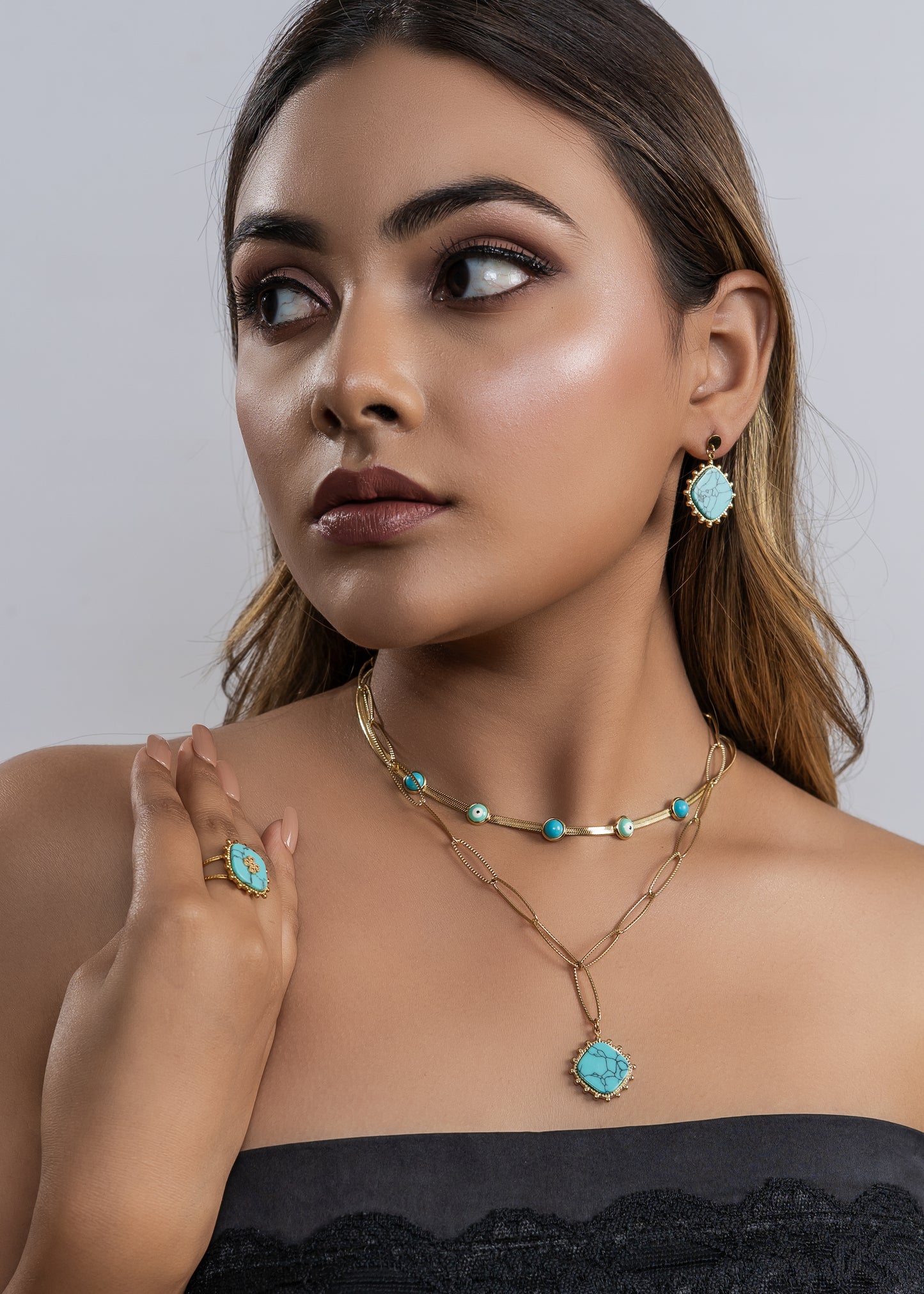 Turquoise Bloom Necklace Set