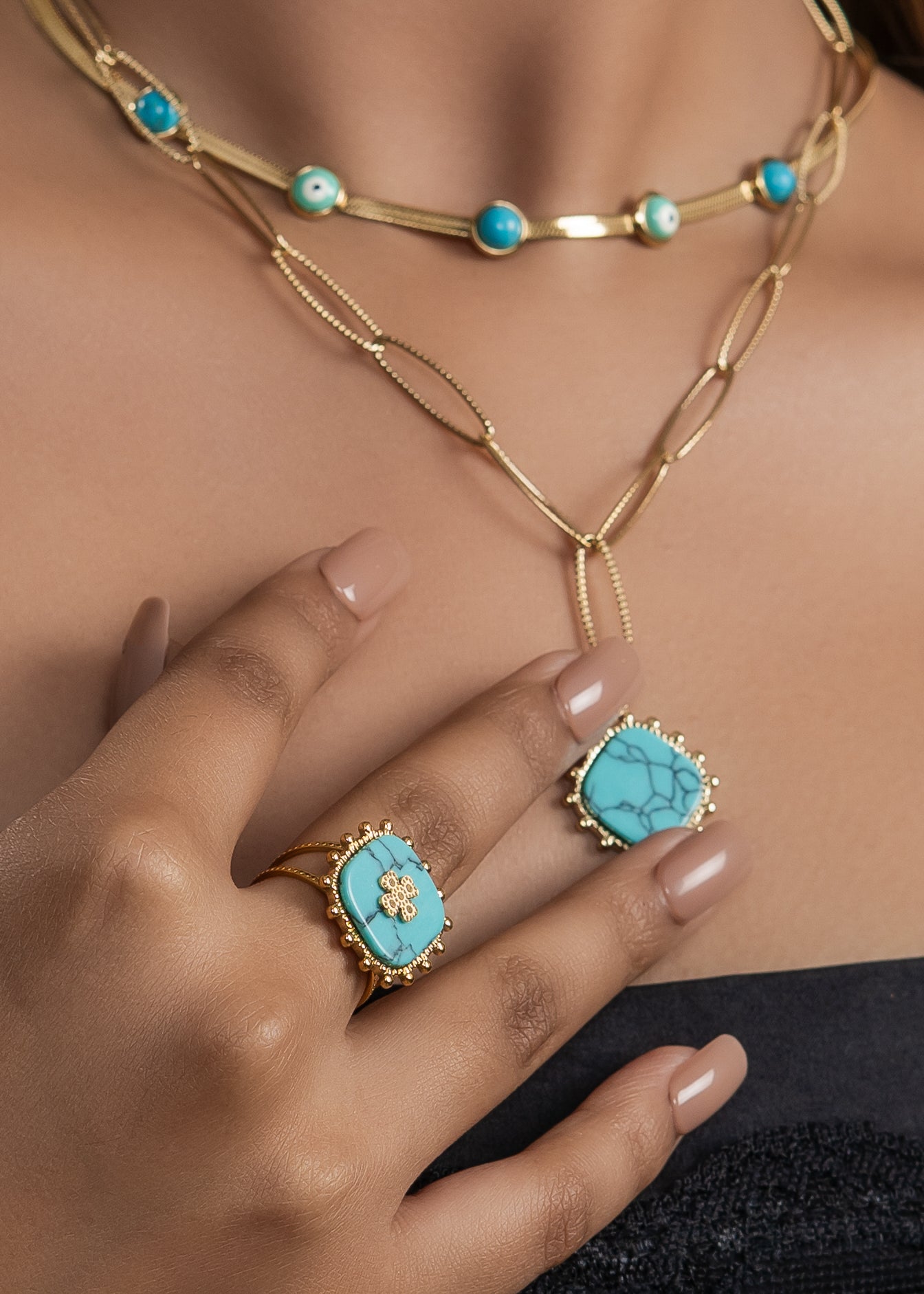 Turquoise Bloom Necklace Set