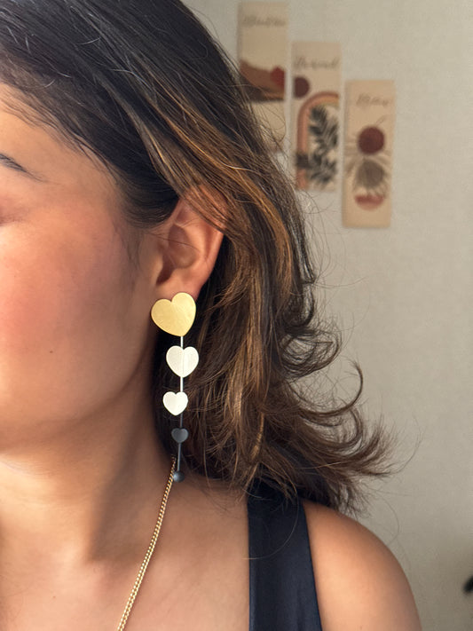 3 Heart Drop Earring