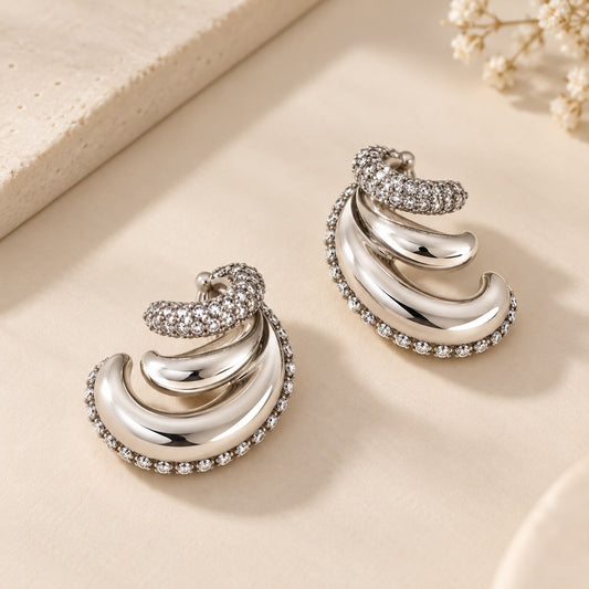 Golden Luxe Crescent Earrings Earcuff Set