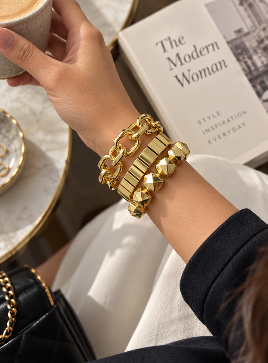 Golden Trio Bracelet Set (Pack of 3)