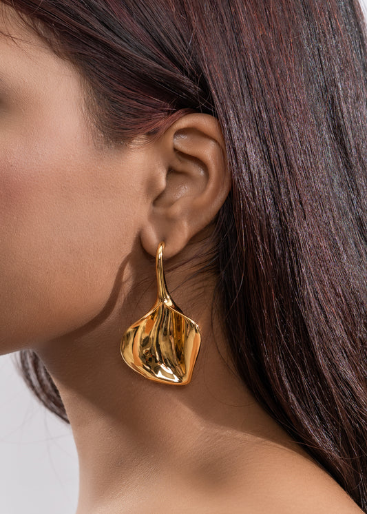 Golden Petal Drop Earrings