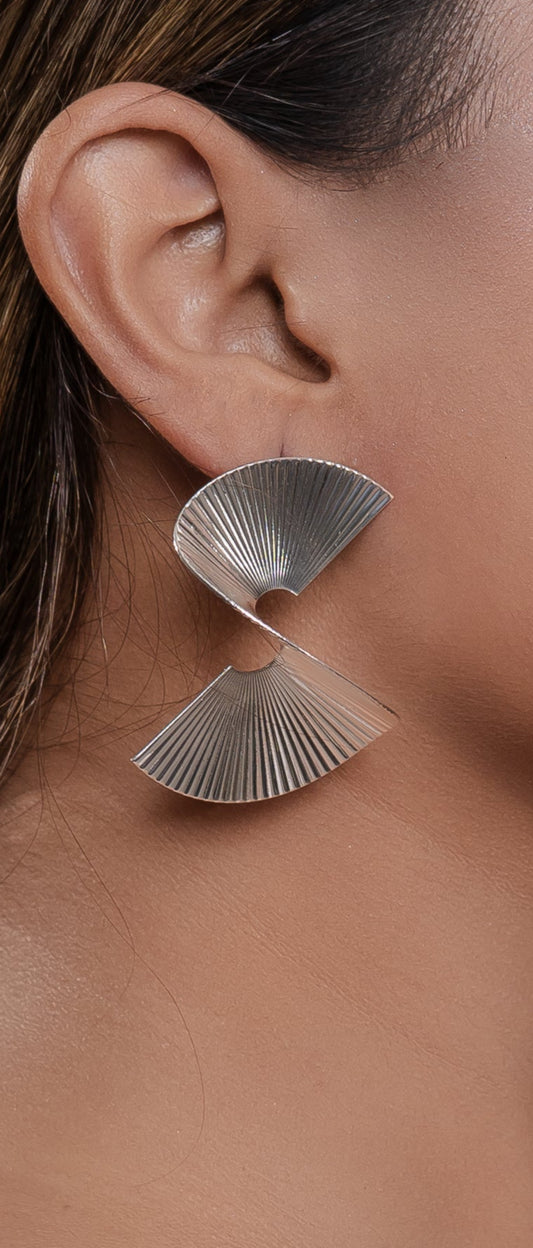 silver plated twisted stud earring