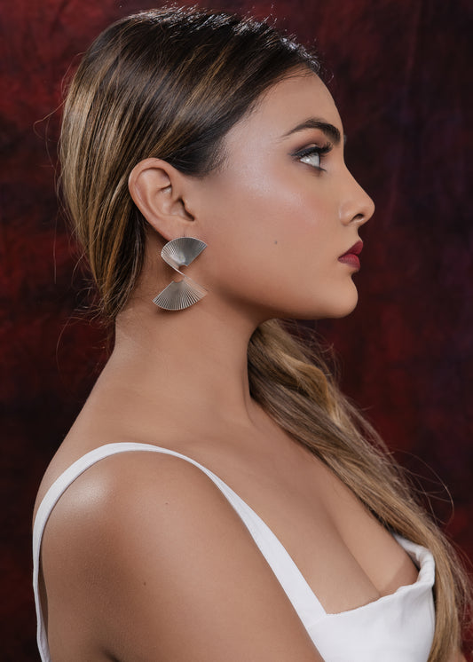 silver plated twisted stud earring
