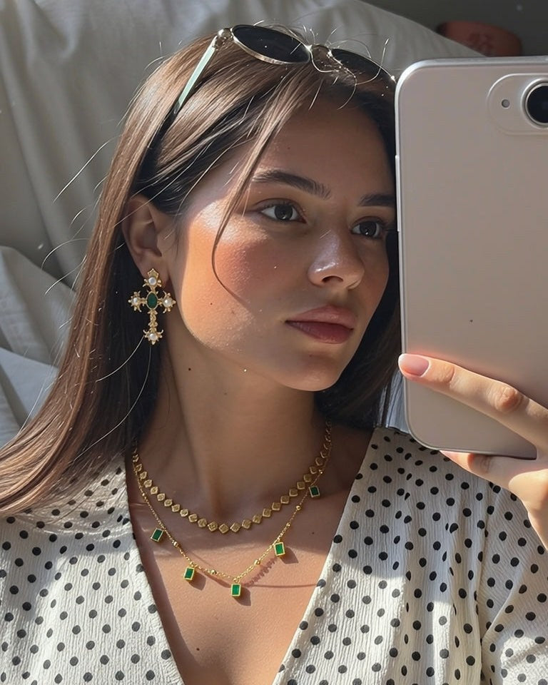 Emerald Grace Layered Necklace Set