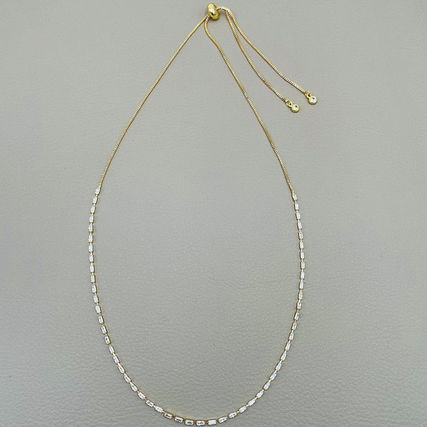 Baguette Solitaire Cubic Zirconia Necklace