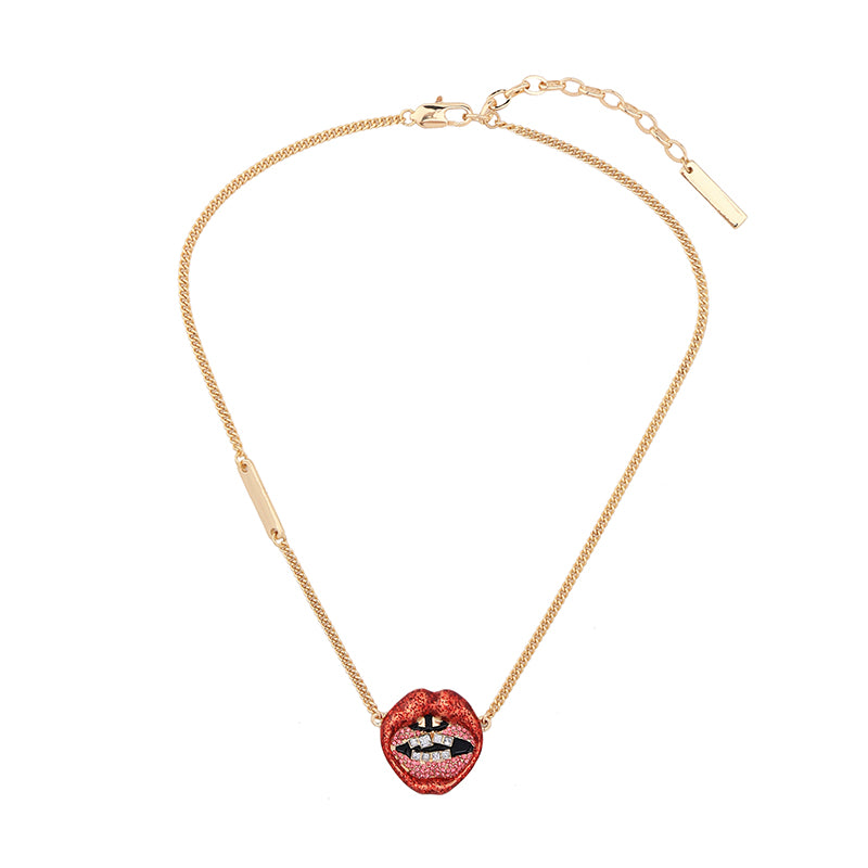 Bedazzled lips pendant