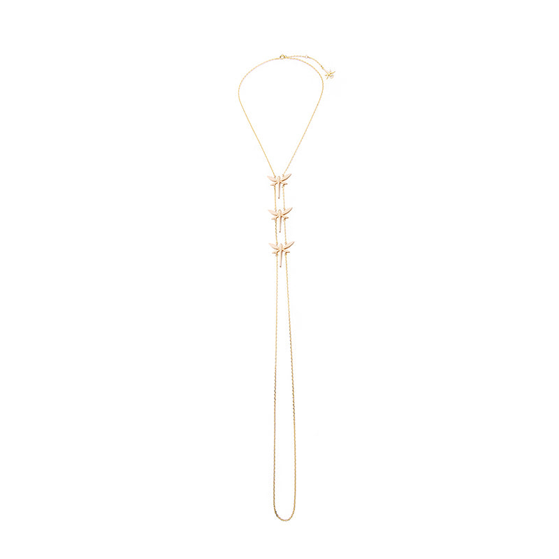 Dragonfly layered Necklace - Gold