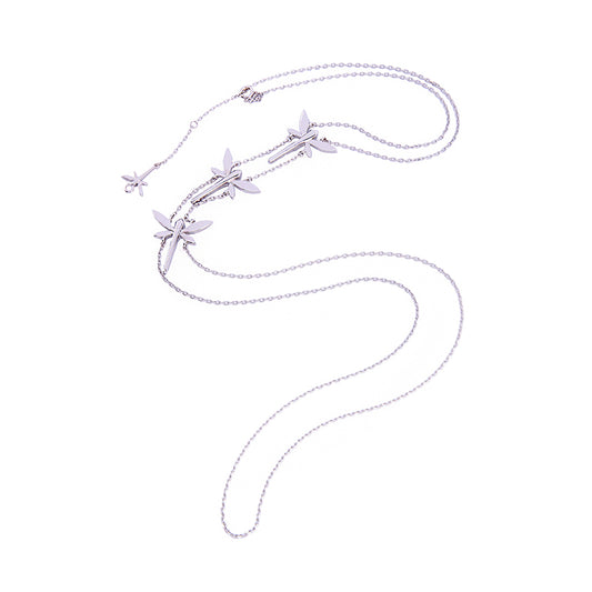Dragonfly layered Necklace Silver
