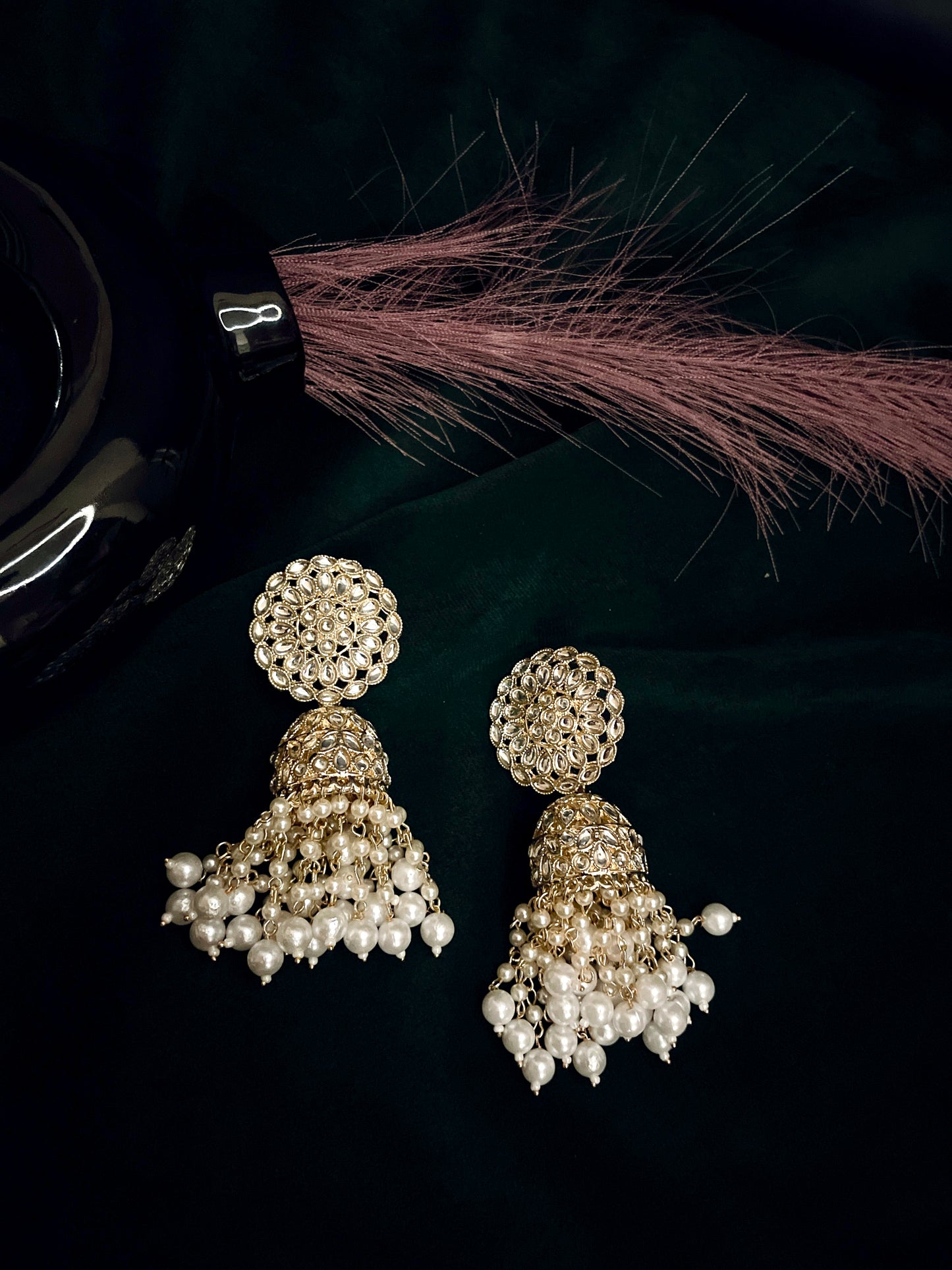 Mosin Pearl Designer Jhumkas