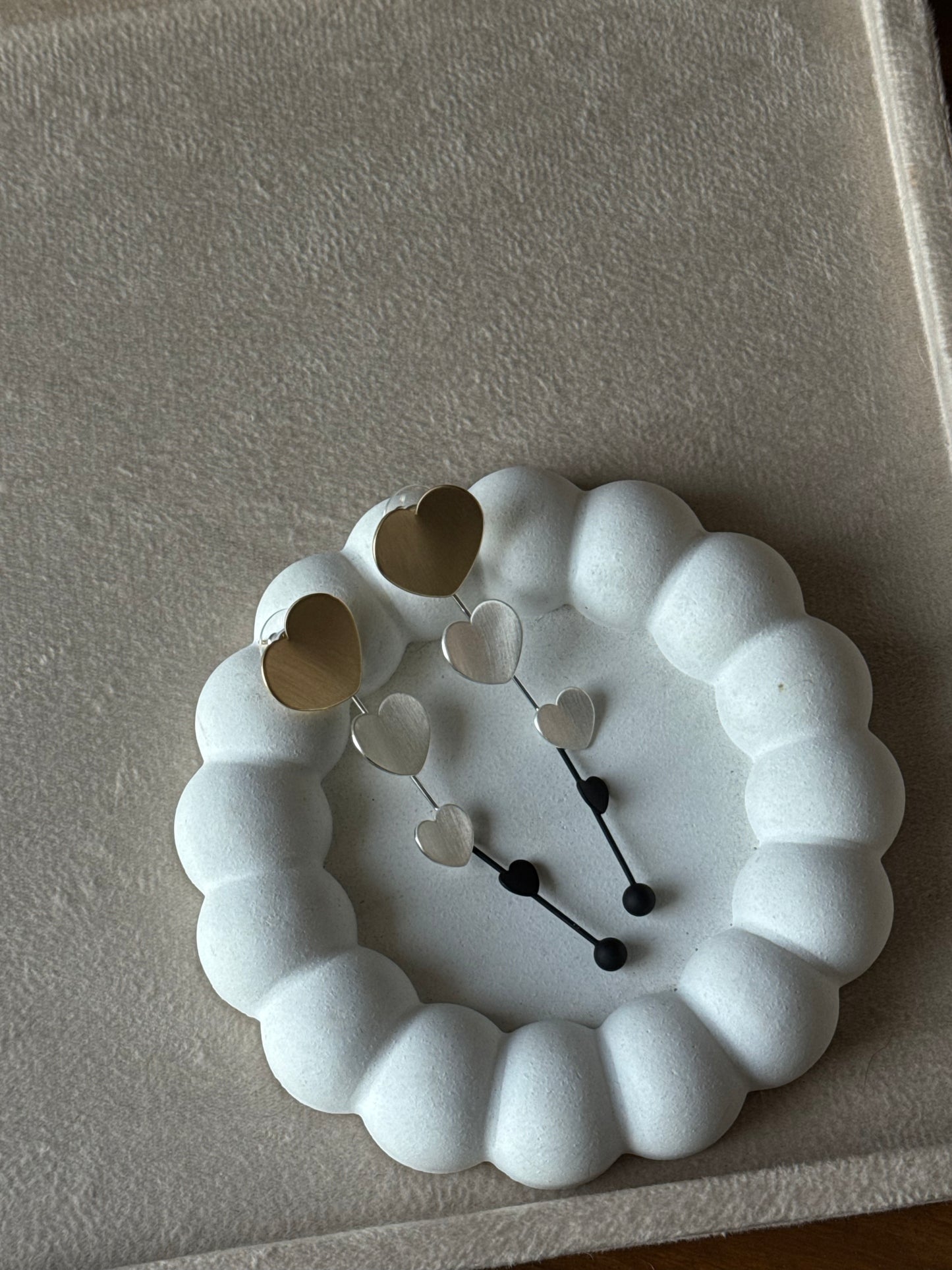 3 Heart Drop Earring