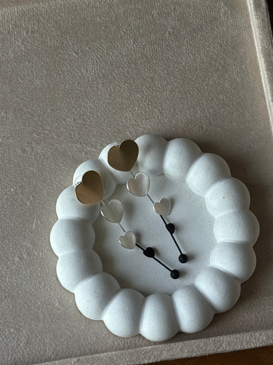 3 Heart Drop Earring
