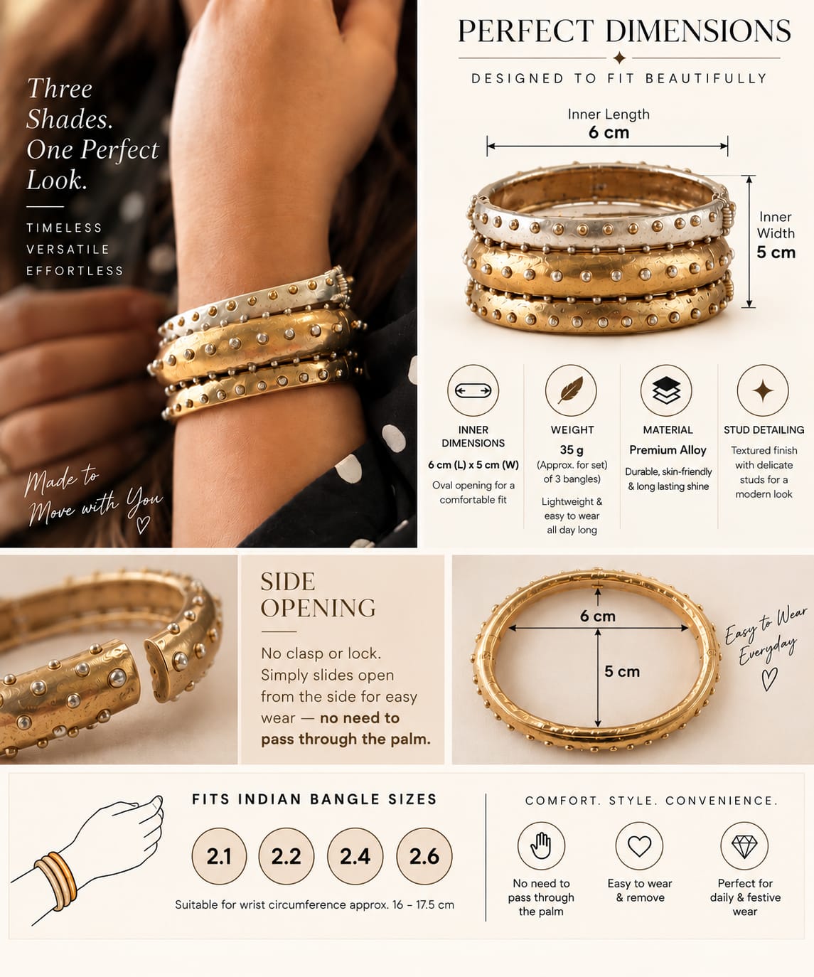 Luna Dot Trio Bracelets