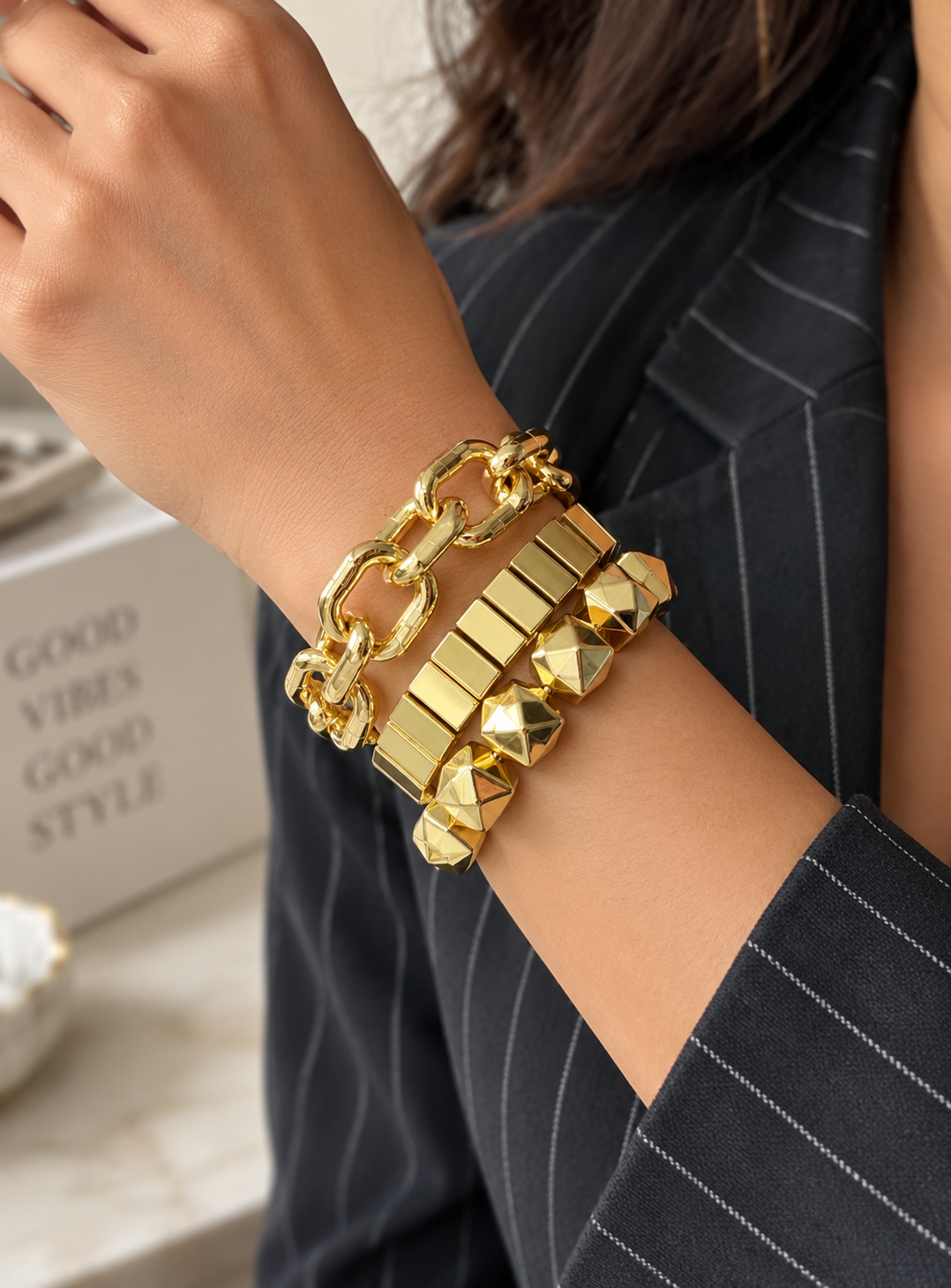 Golden Trio Bracelet Set (Pack of 3)