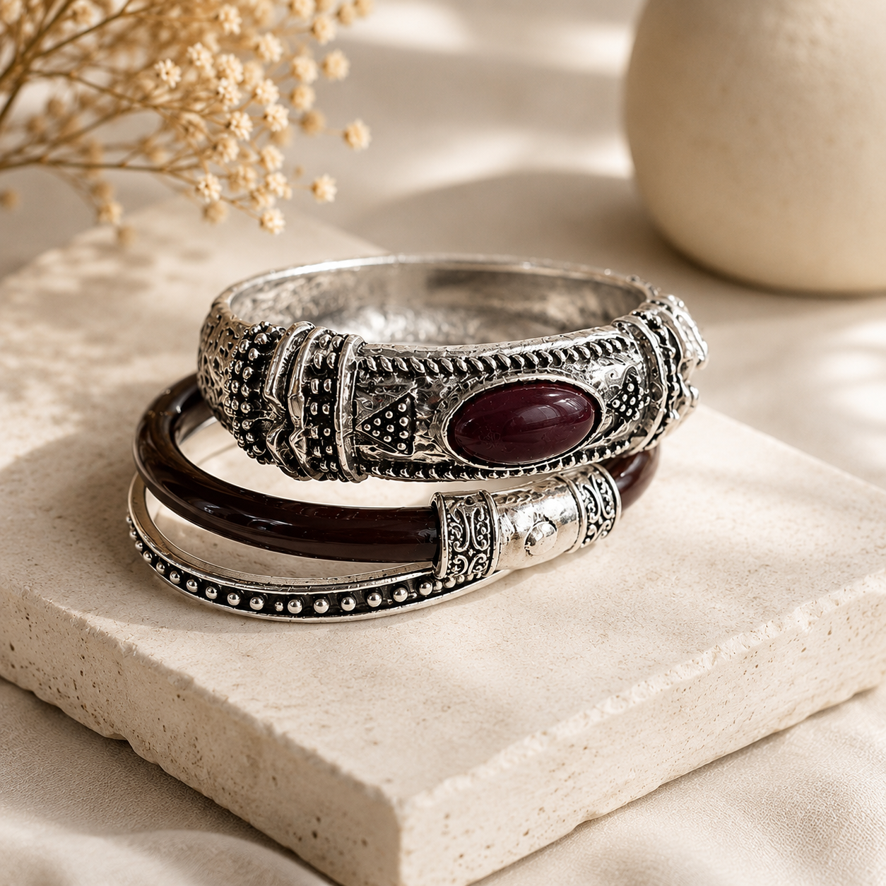 Ruhani Ruby Bangle Set