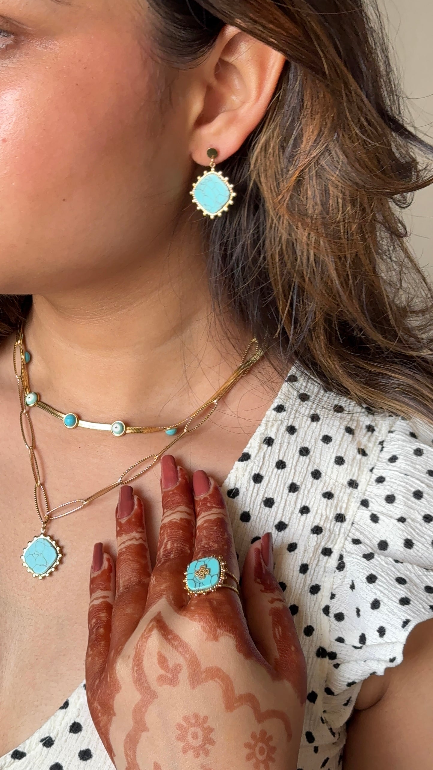 Turquoise Bloom Necklace Set